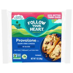 Follow Your Heart Dairy Free Cheese, Provolone Style Slices, Vegan, Gluten Free, 10 Ct, 7 OZ Pack