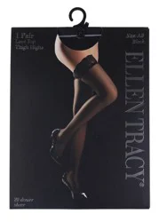 Ellen Tracy 1pk Lace Thigh High Socks - Black