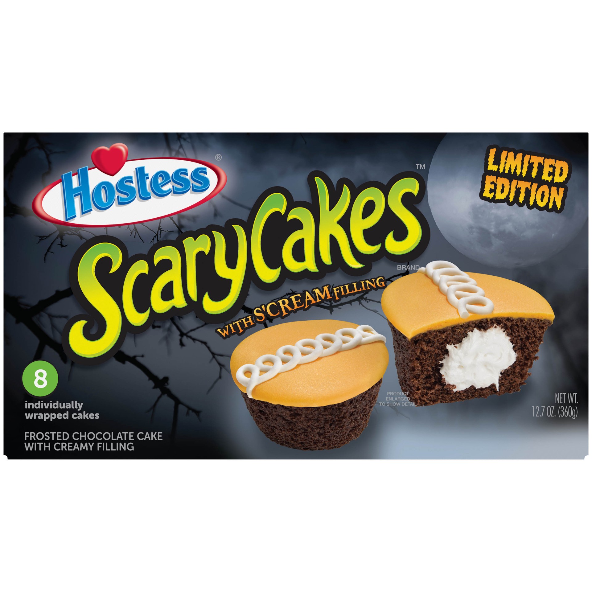 slide 1 of 5, HOSTESS ScaryCakes, Halloween Cupcakes, Trick or Treat Pack – 8 ct, 12.7 oz, 8 ct; 12.7 oz