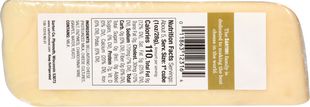 slide 7 of 13, Sartori BellaVitano Chardonnay Cheese 5.3 oz, 5.3 oz