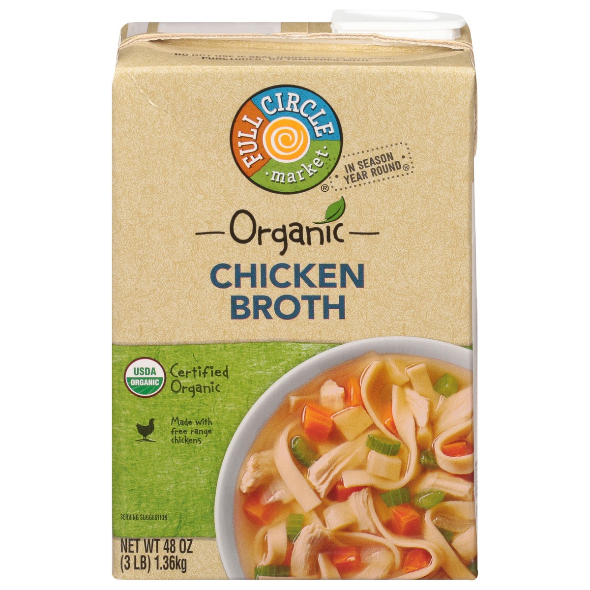 slide 1 of 9, Full Circle Market Organic Chicken Broth 48 oz, 48 oz