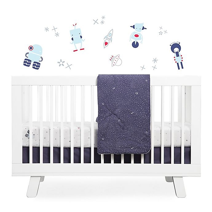 slide 4 of 4, Babyletto Galaxy Floating Robots Fitted Crib Sheet, 1 ct