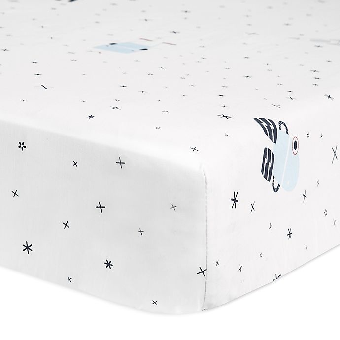 slide 1 of 4, Babyletto Galaxy Floating Robots Fitted Crib Sheet, 1 ct