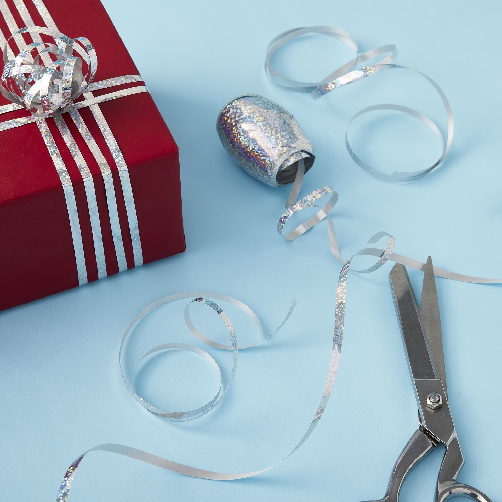 slide 3 of 4, 66ft. Holographic Silver Ribbon Keg By Celebrate It, 66 ft