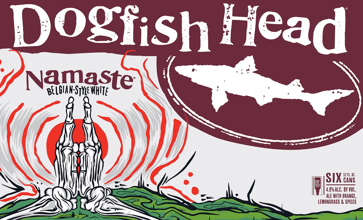 slide 6 of 10, Dogfish Head Namaste White Ale Beer (12 fl. oz. Can, 6pk.), 12 oz