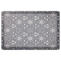 Loloi Bordered Geo Kitchen Comfort Mat, 20 in x 30 in, Gray
