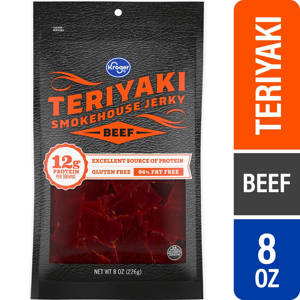 slide 4 of 4, Kroger Teriyaki Beef Jerky, 8 oz