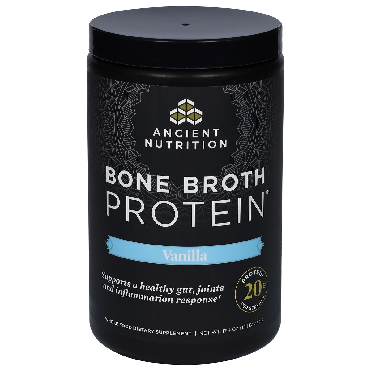 slide 1 of 1, Ancient Nutrition Bone Broth Protein Powder Vanilla Flavor, 17.4 oz