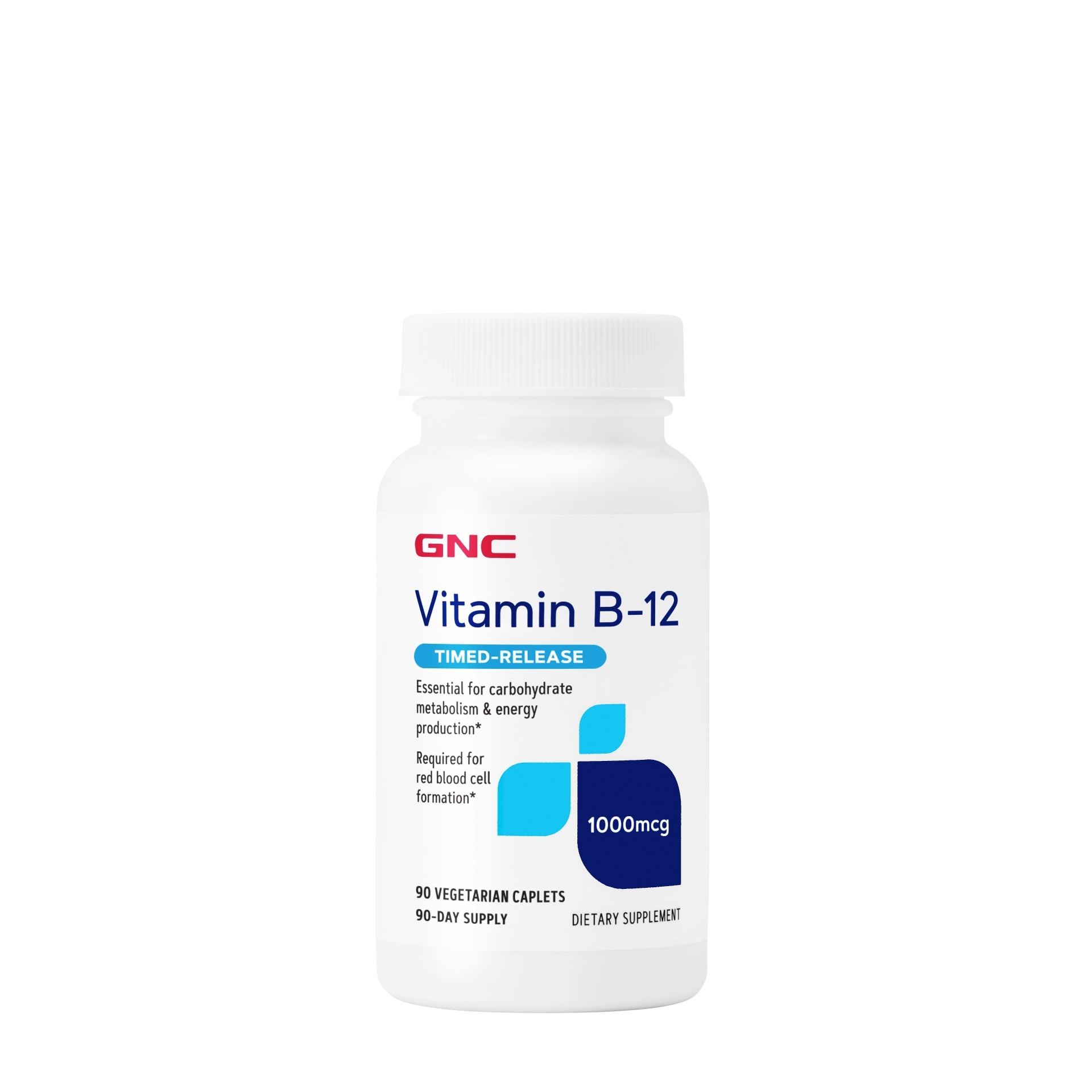 slide 1 of 1, GNC Vitamin B-12 Vegetarian Caplets, 1000mcg, 90 ct