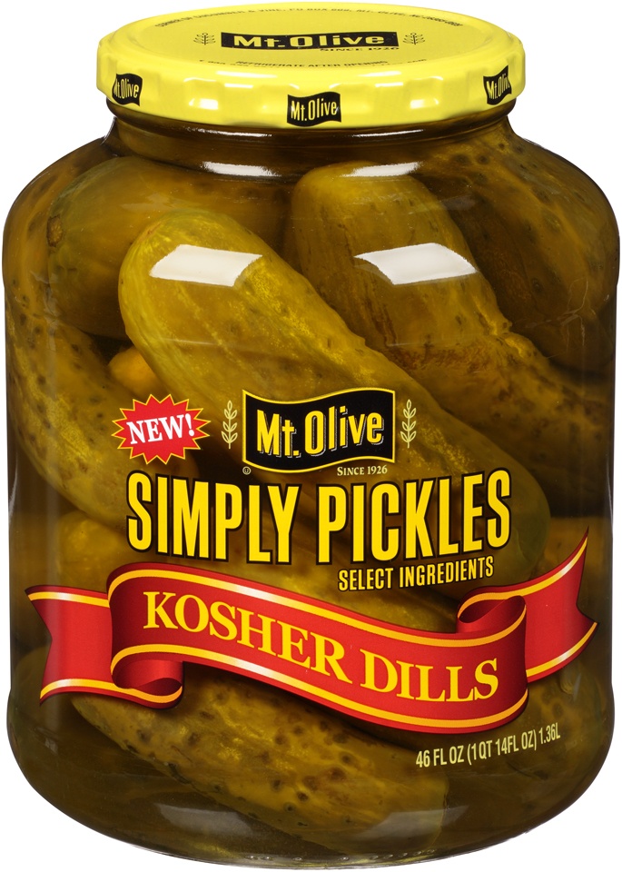 slide 1 of 1, Mt. Olive Pickles Simply Pickles Made With Sea Salt Kosher Dills - 46 Fl. Oz., 