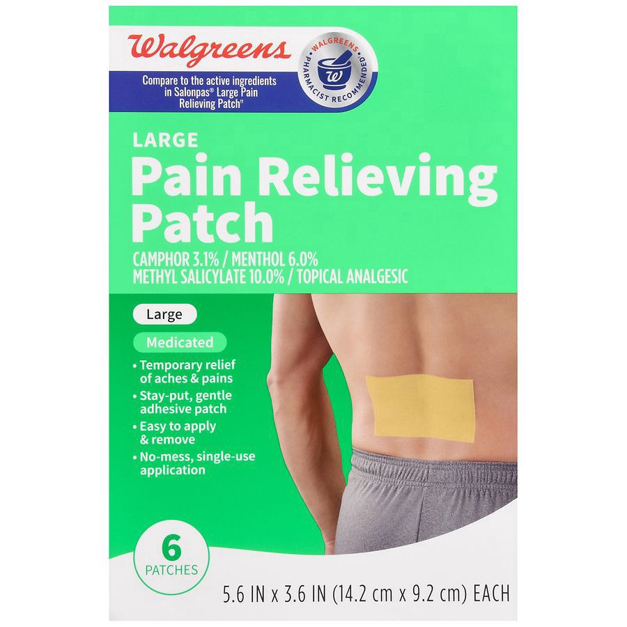 slide 4 of 5, Walgreens Pain Relieving Patches Large, 6 ct