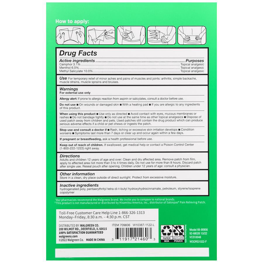 slide 2 of 5, Walgreens Pain Relieving Patches Large, 6 ct