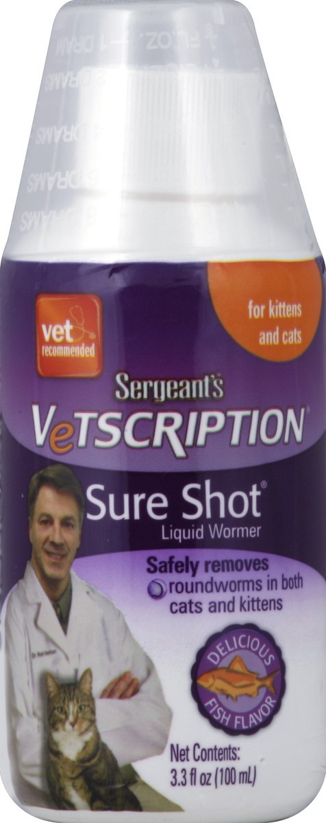 slide 2 of 2, Sergeant's Vetscription Liquid Wormer Removes For Cats Bottle, 3.3 fl oz