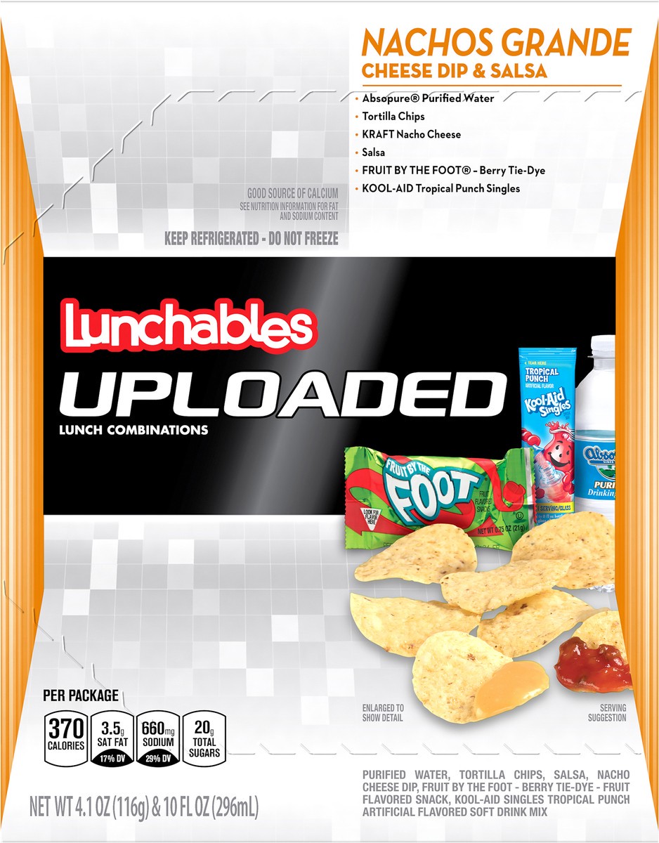 slide 6 of 9, Lunchables Uploaded Nachos Grande with Water, Fruit by the Foot Fruit Rollup Candy & Kool-Aid Tropical Punch Single, 14.1 oz Box, 1 ct
