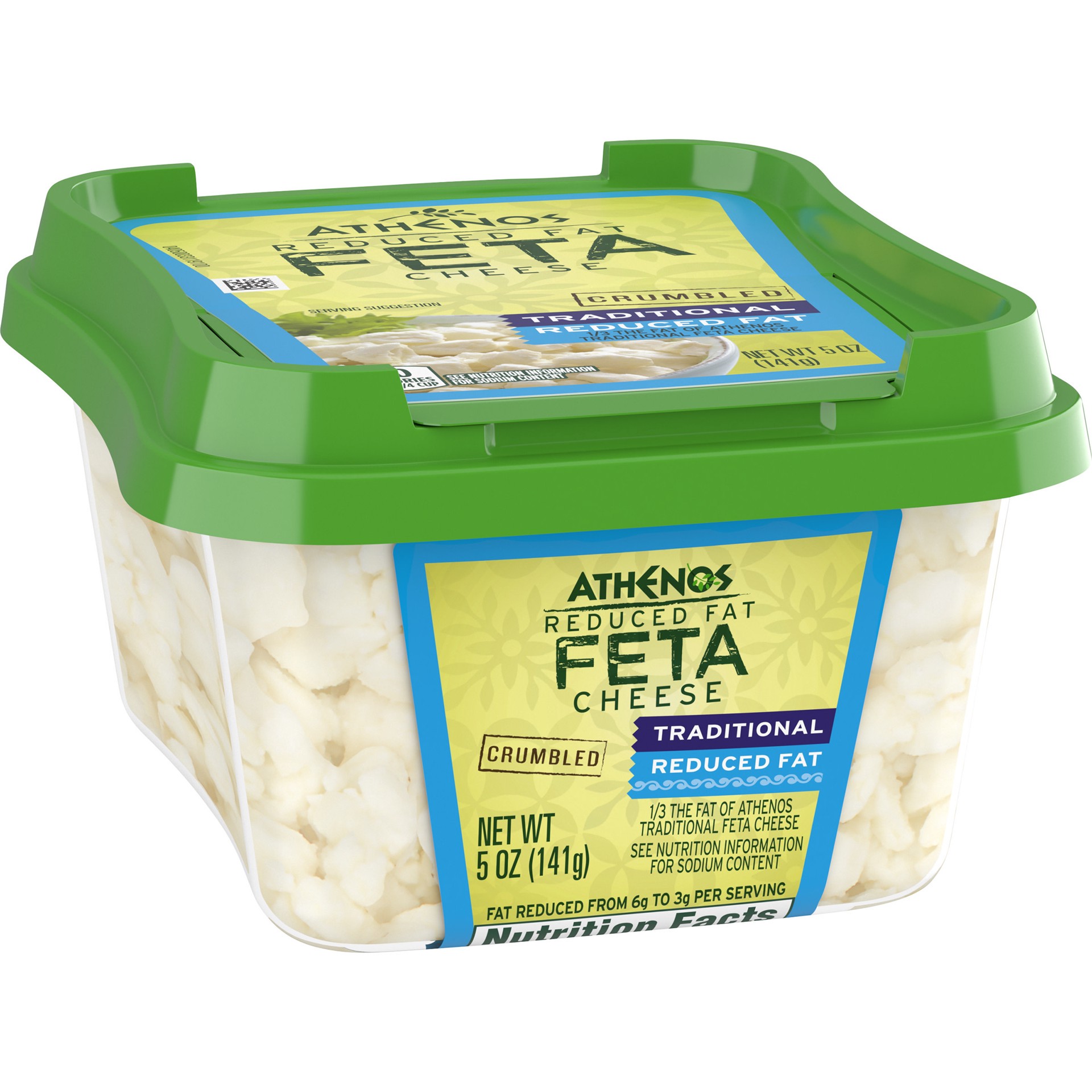 slide 2 of 5, Athenos Traditional Crumbled Feta Cheese with Reduced Fat, 5 oz Tub, 5 oz