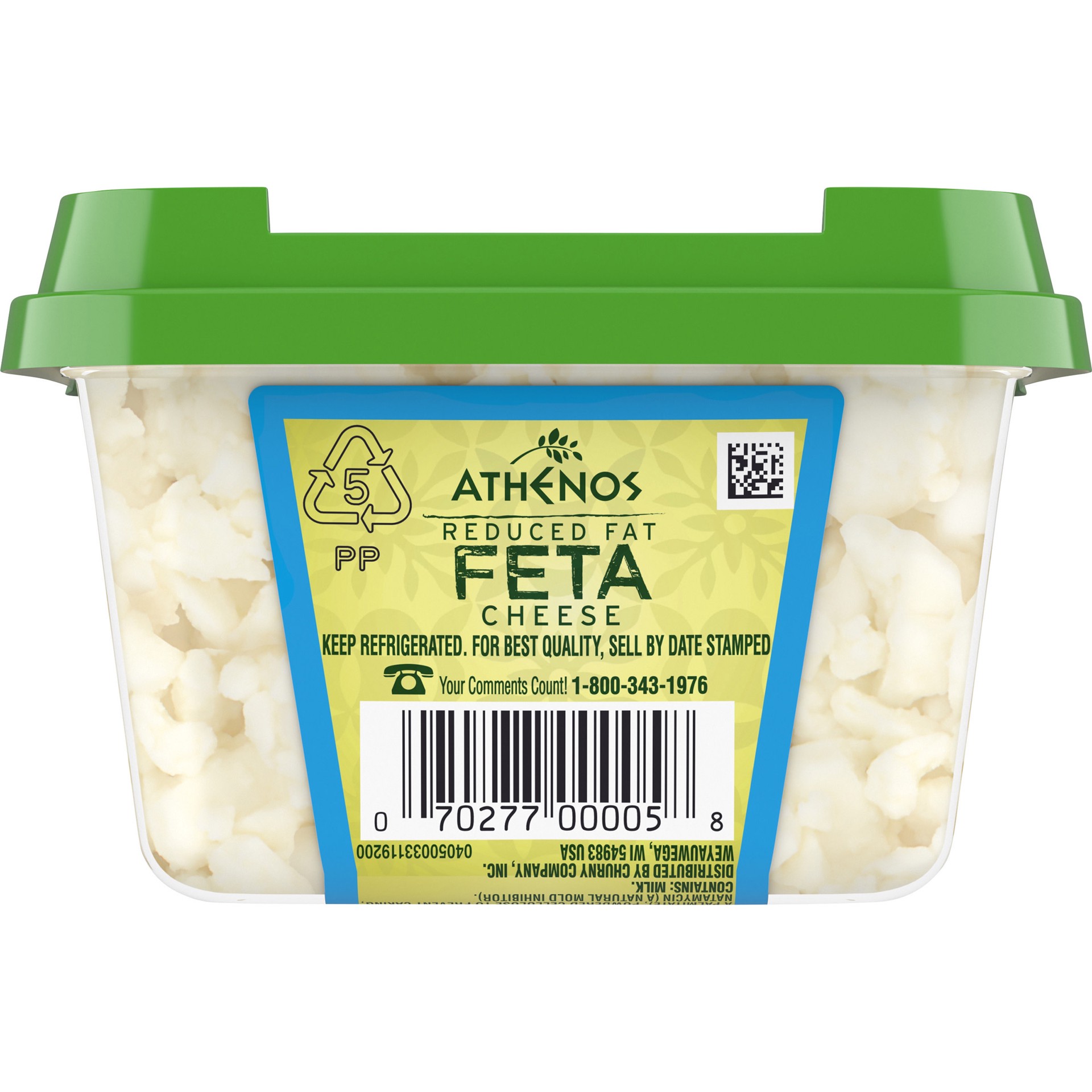 slide 3 of 5, Athenos Traditional Crumbled Feta Cheese with Reduced Fat, 5 oz Tub, 5 oz