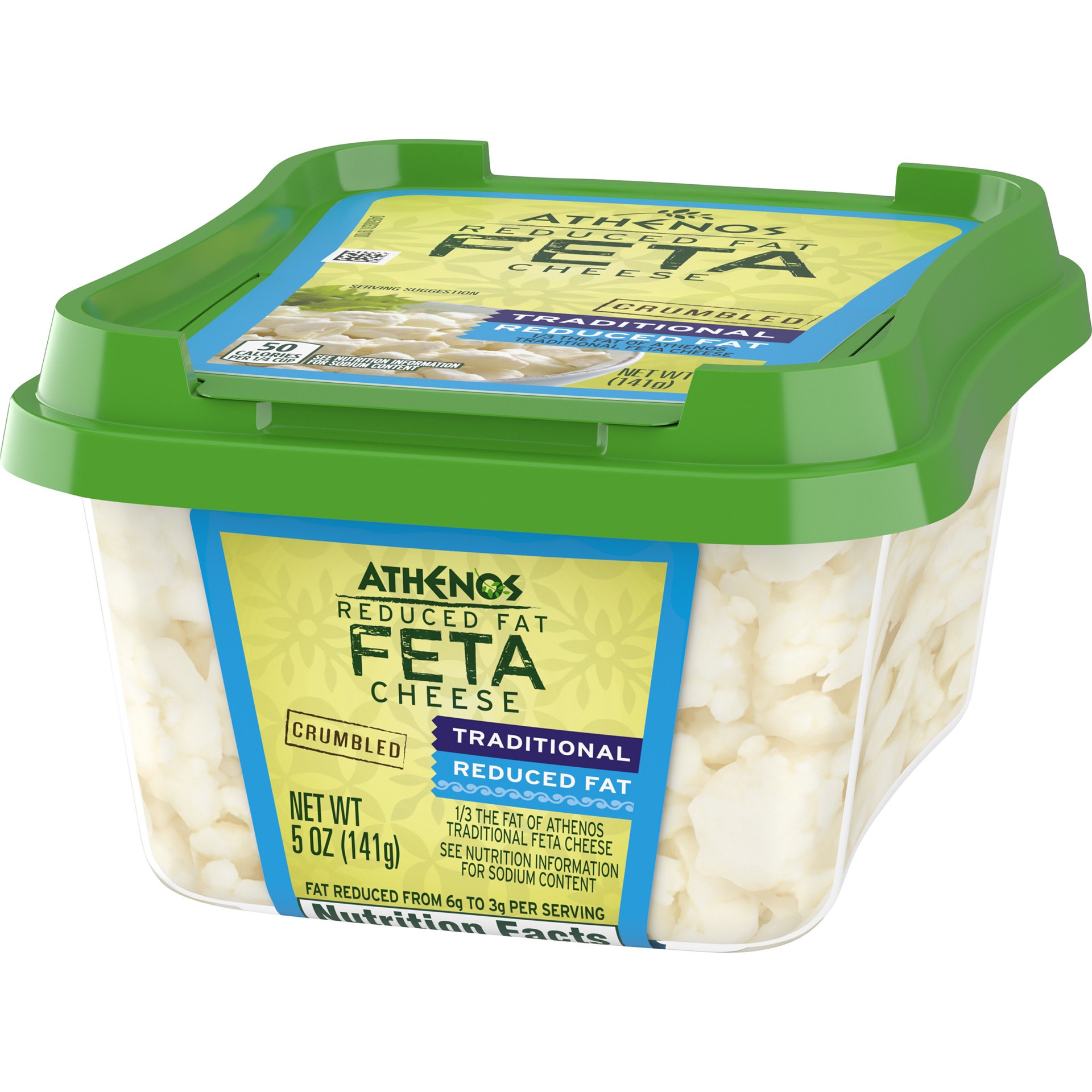 slide 4 of 5, Athenos Traditional Crumbled Feta Cheese with Reduced Fat, 5 oz Tub, 5 oz