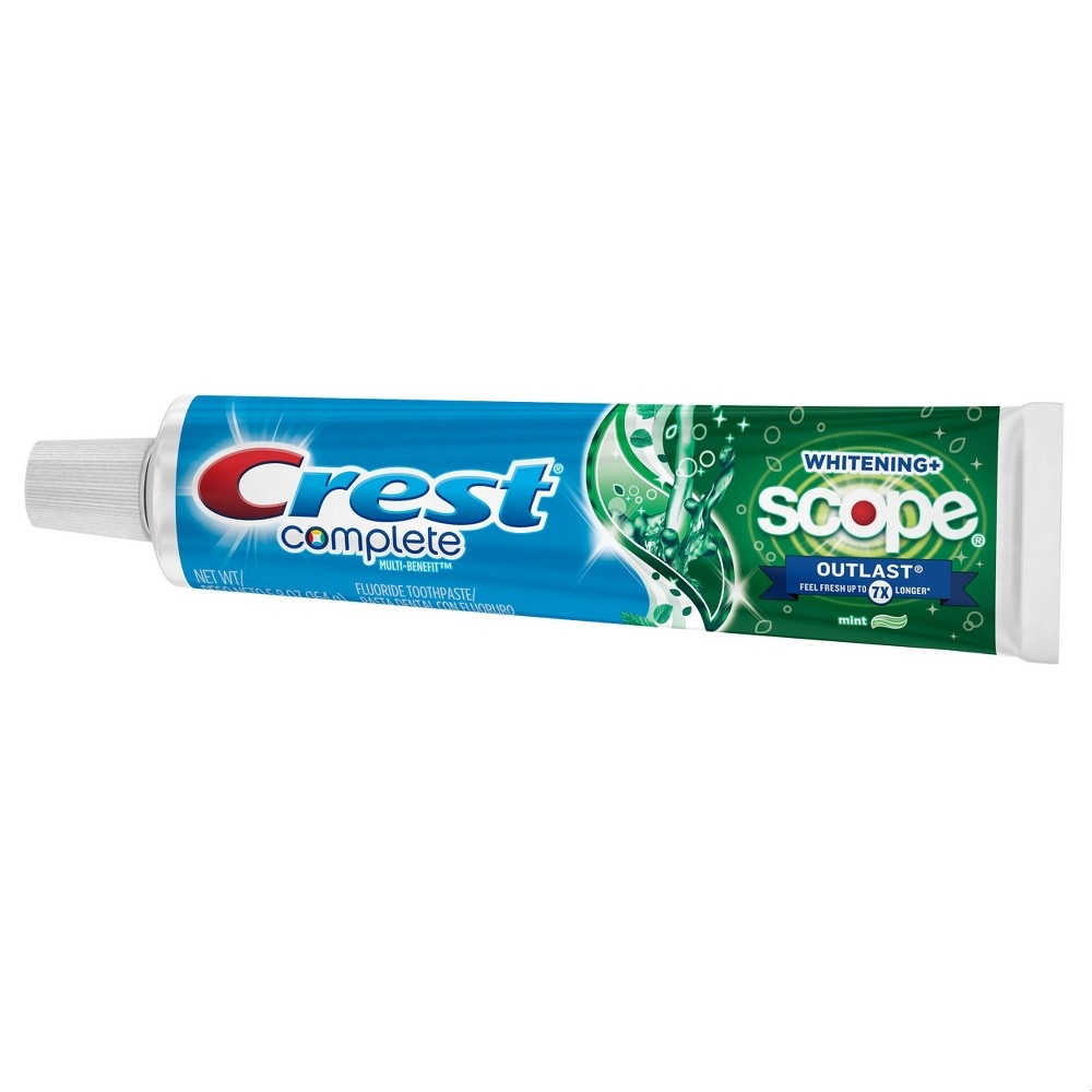 slide 3 of 9, Crest Fluoride Toothpaste Long Lasting Mint Scope Outlast + Whitening, 5.4 oz