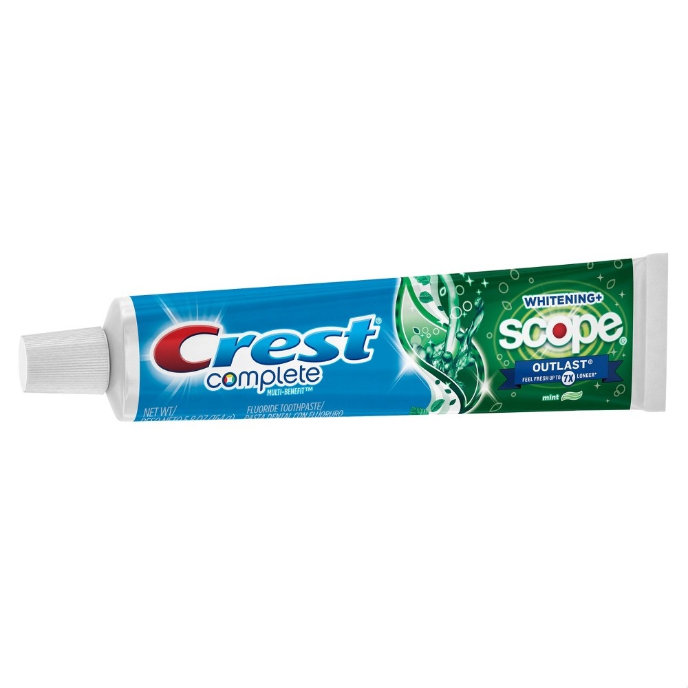 slide 8 of 9, Crest Fluoride Toothpaste Long Lasting Mint Scope Outlast + Whitening, 5.4 oz