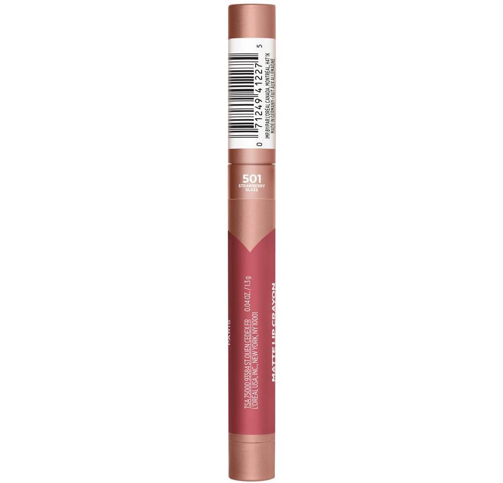 slide 3 of 4, L'Oréal Infallible Matte Smudge Resistant Lip Crayon - Strawberry Glaze, 0.04 oz
