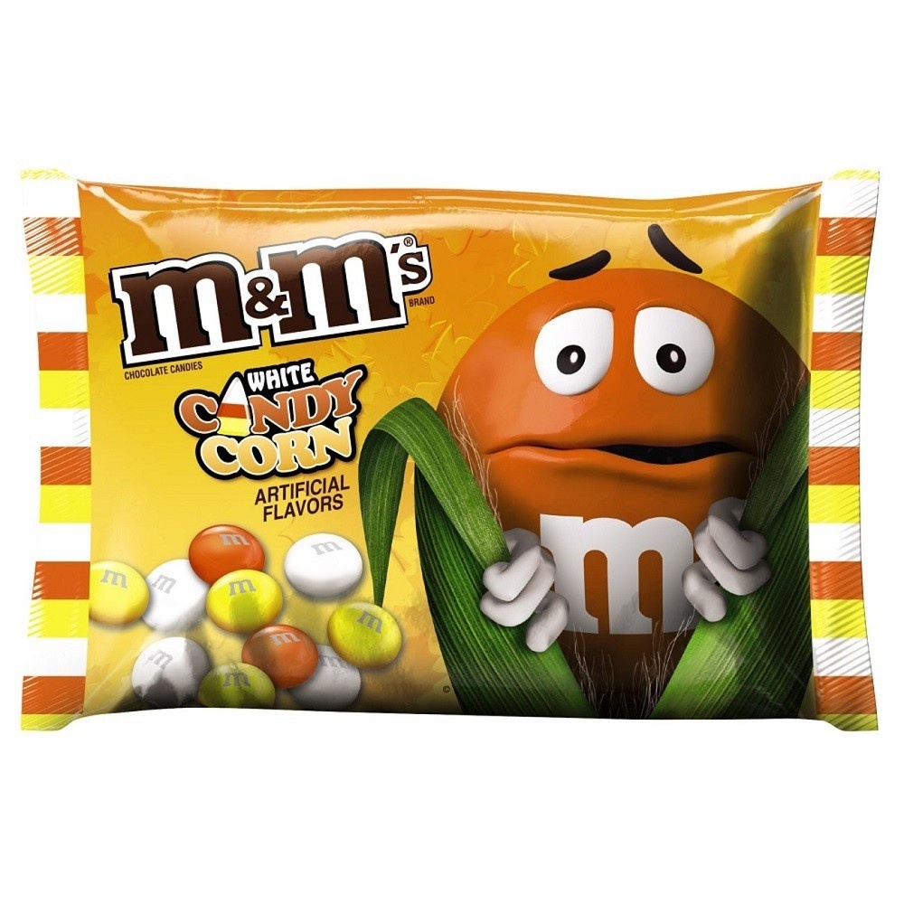 slide 1 of 6, M&M'S Halloween White Candy Corn Chocolate Candy 8-Ounce Bag, 8 oz
