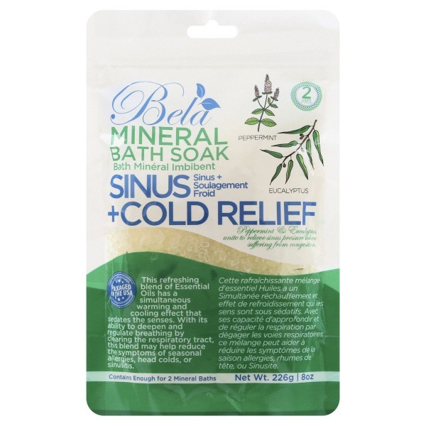 slide 1 of 1, Bela Mineral Bath Soak Sinus + Cold Relief, 8 oz