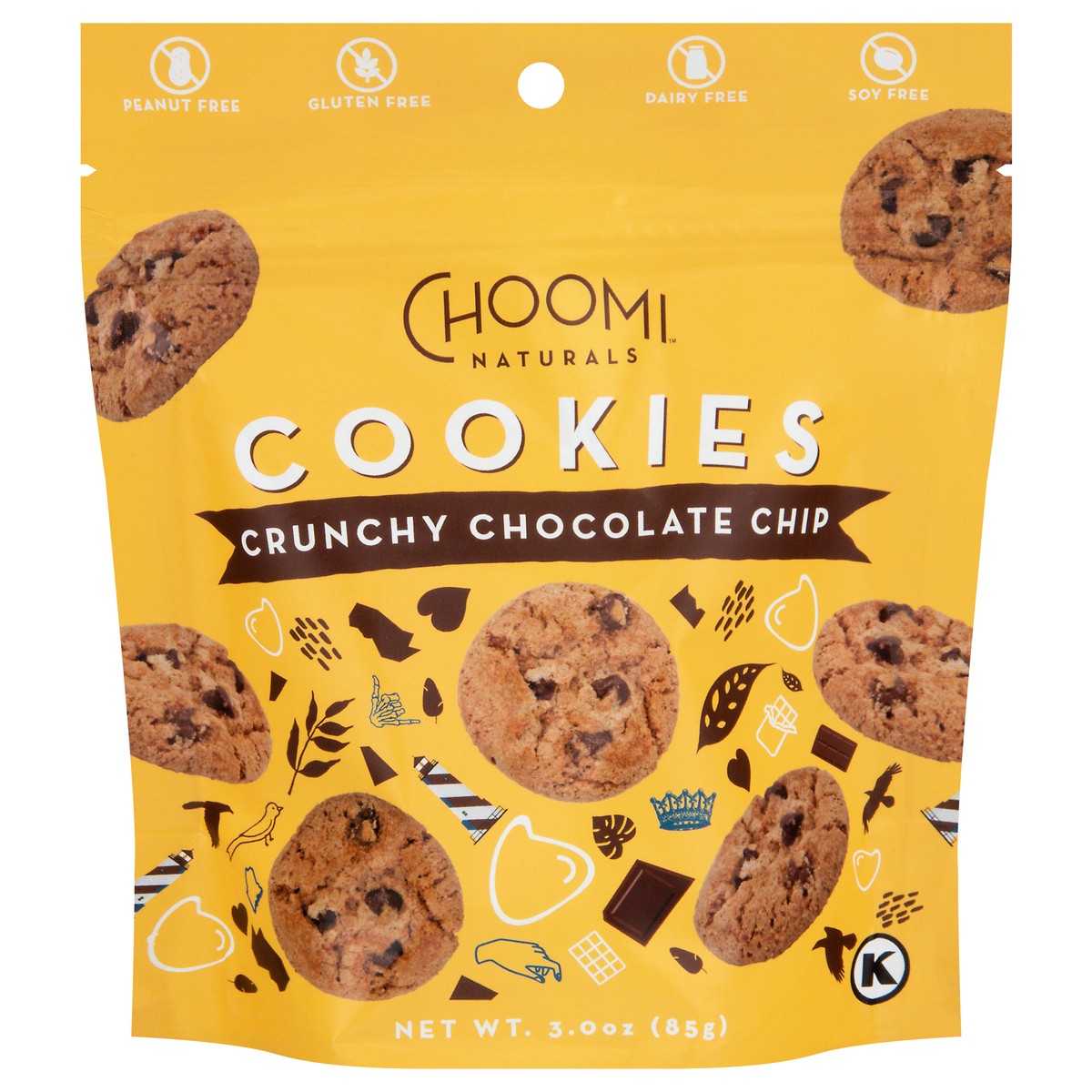 slide 2 of 13, Choomi Naturals Crunchy Chocolate Chip Cookies 3.0 oz, 3 oz