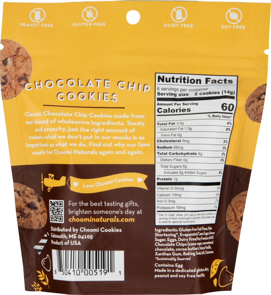 slide 8 of 13, Choomi Naturals Crunchy Chocolate Chip Cookies 3.0 oz, 3 oz