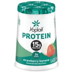 Yoplait Protein Yogurt Cultured Dairy Snack Cup, Strawberry Banana Flavored, Gluten Free Protein Snacks, 5.6 oz