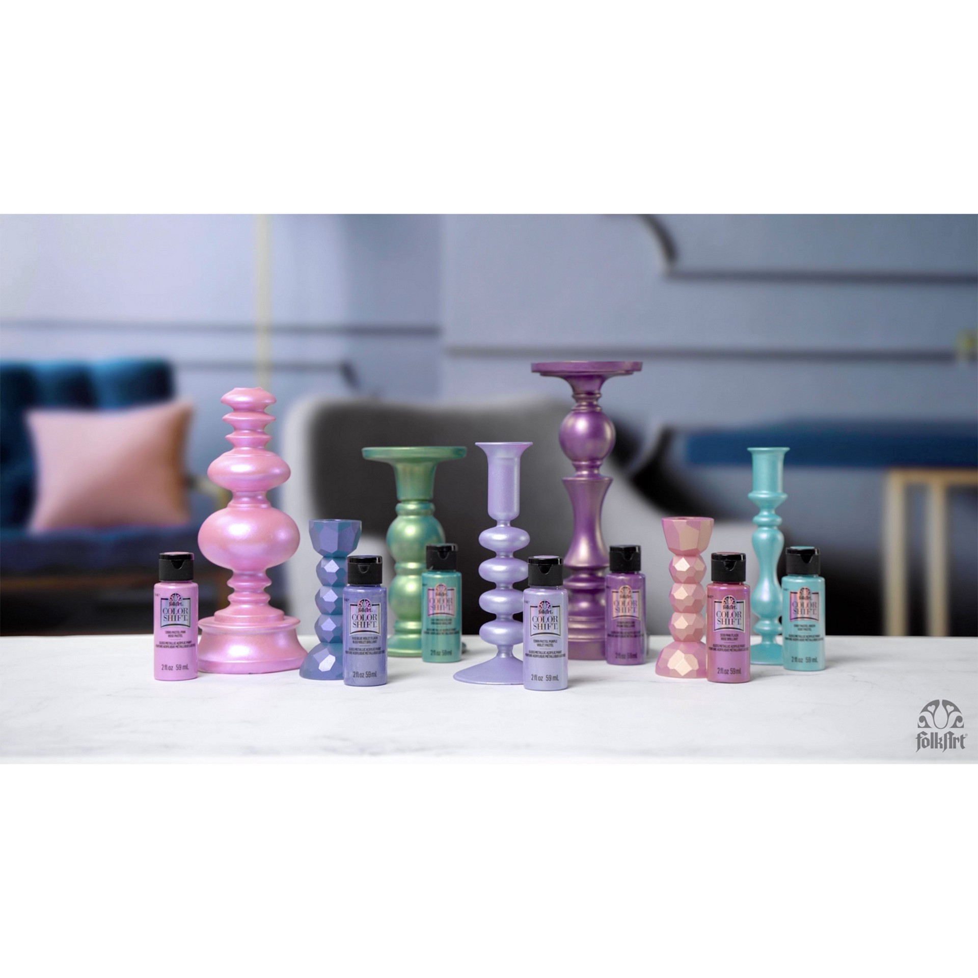 slide 3 of 10, Folkart Color Shift Gloss Metallic Acrylic Paint, 8 fl oz