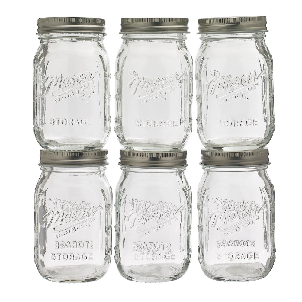 slide 1 of 1, Mason Craft & More Glass Canning Jars - 8 Ounce - Clear/Silver, 6 ct