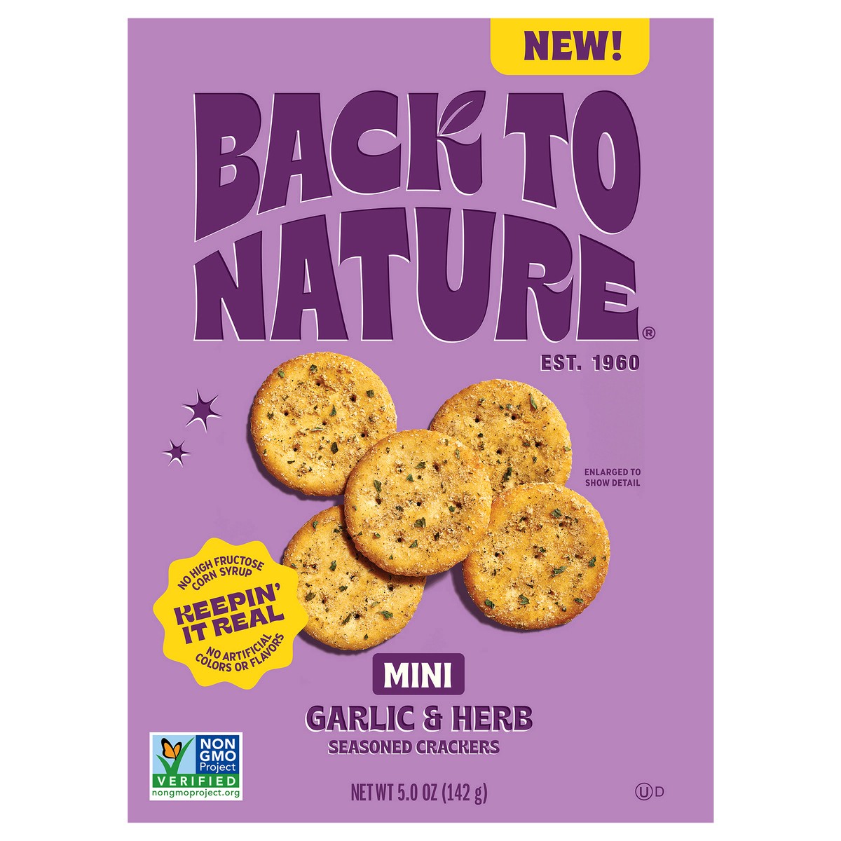 slide 2 of 2, Back to Nature Mini Garlic & Herb Seasoned Crackers, 5 oz