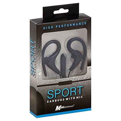 slide 1 of 1, Sport Earbud With Mic Black - EA, 1 ct