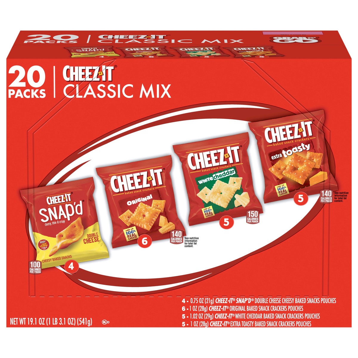 slide 1 of 5, Cheez-It Cheese Crackers Variety Pack, 20 ct