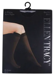 Ellen Tracy Ladies 4pk Solid Sheer Knee High Socks - Black