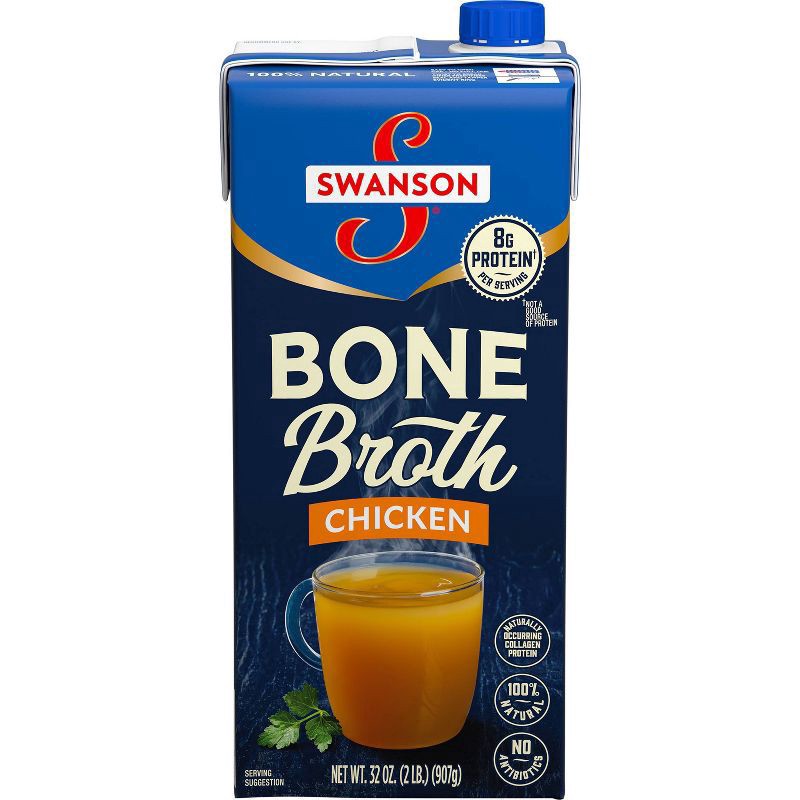 slide 1 of 5, Swanson Chicken Bone Broth, 32 oz Carton, 32 oz