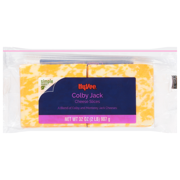 slide 1 of 1, Hy-vee Colby Jack A Blend Of Colby And Monterey Jack Cheese Slices, 32 oz
