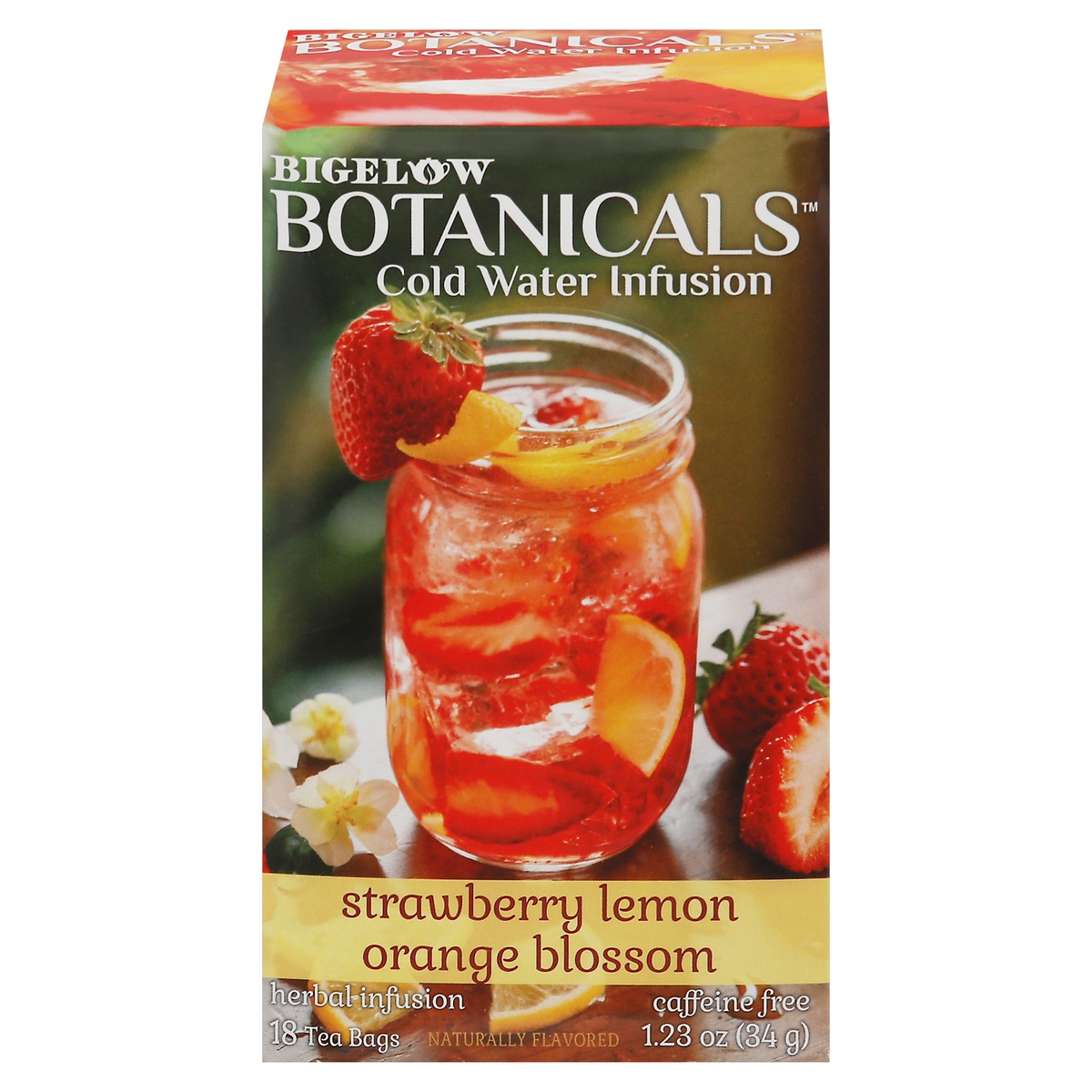 slide 1 of 1, Bigelow Botanicals Cold Water Infusion Strawberry Lemon Orange Blossom Herbal Tea Bags, 18 ct