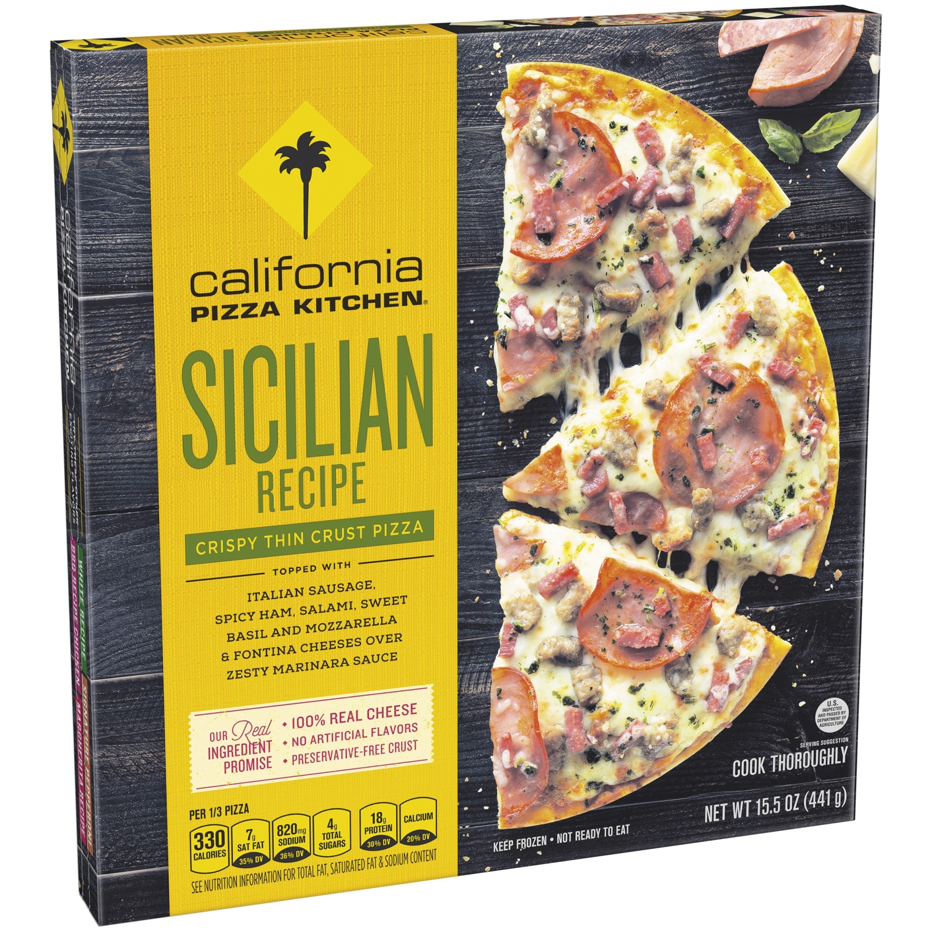 slide 1 of 1, California Pizza Kitchen Sicilian Recipe Crispy Thin Crust Pizza, 15.3 oz