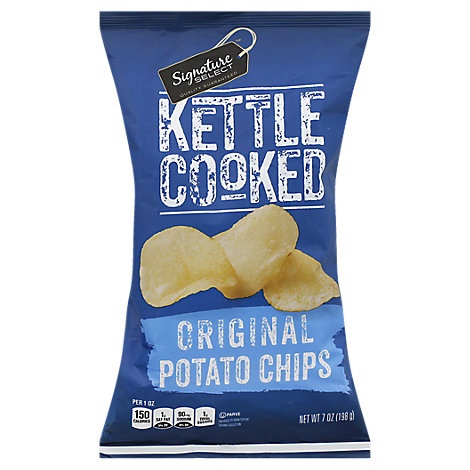 slide 1 of 1, Signature Select Potato Chips Kettle Cooked Original, 7 oz