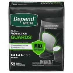 Depend Guards Incontinence Pads for Men, Maximum Absorbency, 52 Count