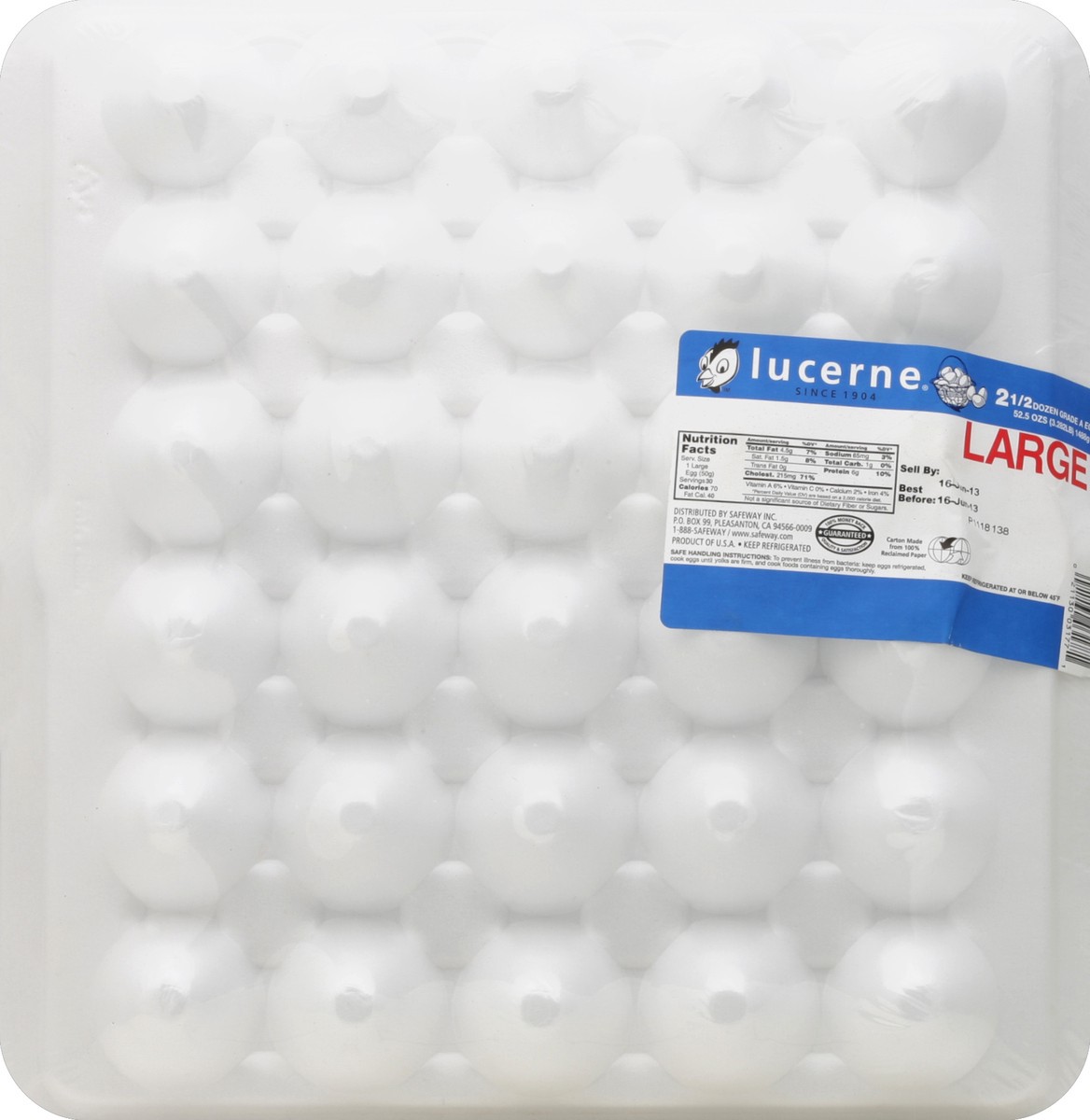 slide 1 of 6, Lucerne Eggs Large - 30 Count, 30 ct