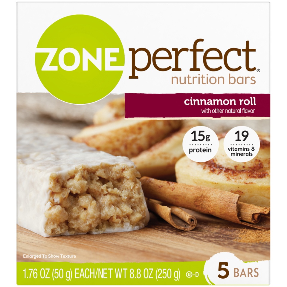 slide 1 of 6, Zone Perfect Cinnamon Roll Nutrition Bars, 5 ct; 1.76 oz