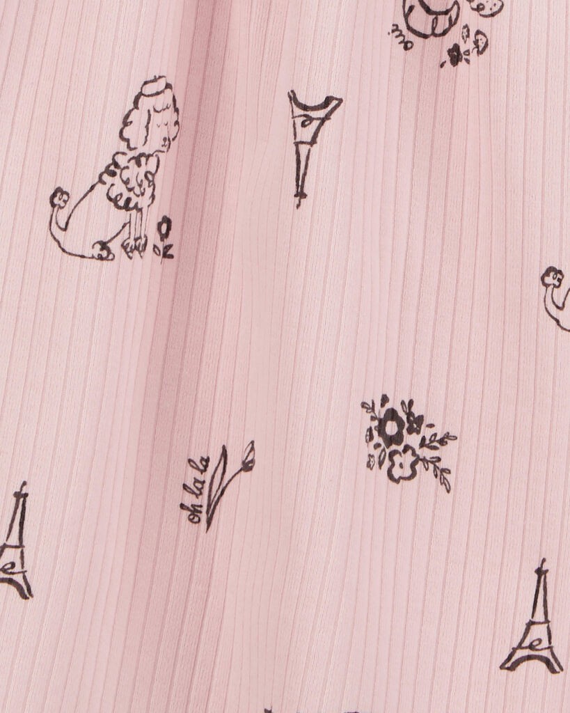 slide 2 of 3, Carter's Toddler Paris-Print Long-Sleeve Dress - Pink Pink 3T, 1 ct