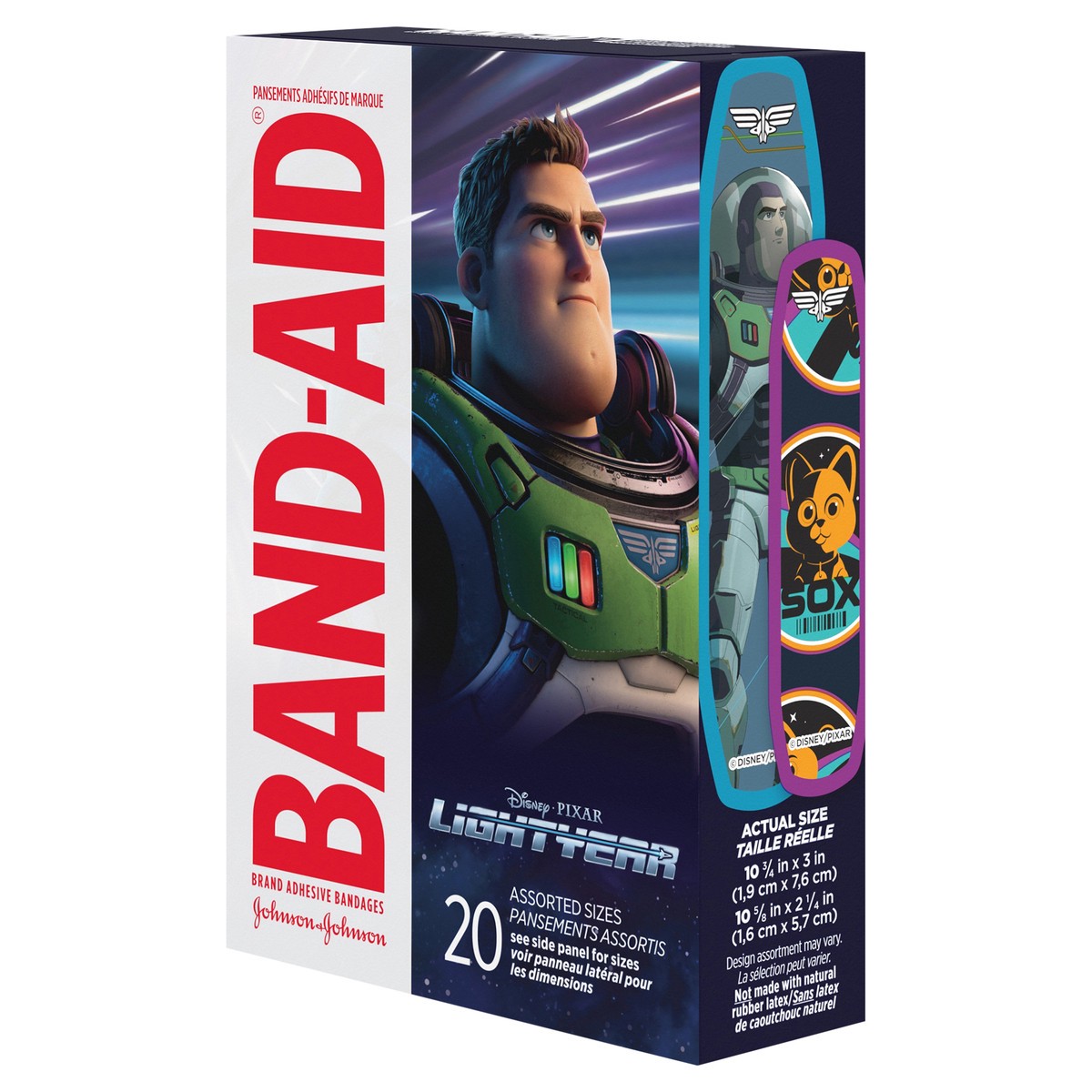 slide 6 of 8, BAND-AID Adhesive Bandages for Minor Cuts & Scrapes, Wound Care Featuring Disney/Pixar Lightyear Characters for Kids and Toddlers, Assorted Sizes 20 ct, 20 ct