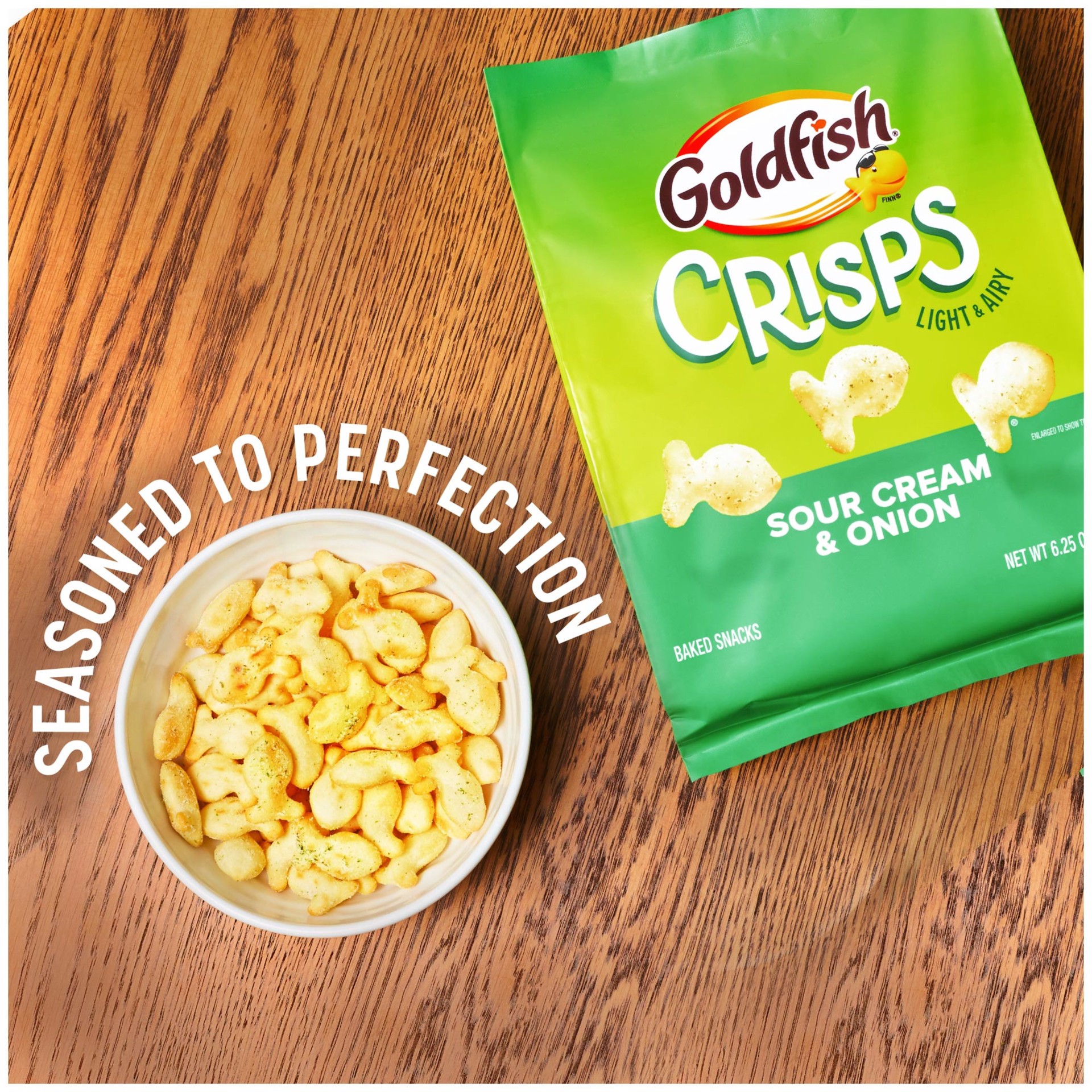 slide 7 of 10, Goldfish Crisps Sour Cream & Onion Baked Chip Crackers, 6.25 Oz Bag, 6.25 oz