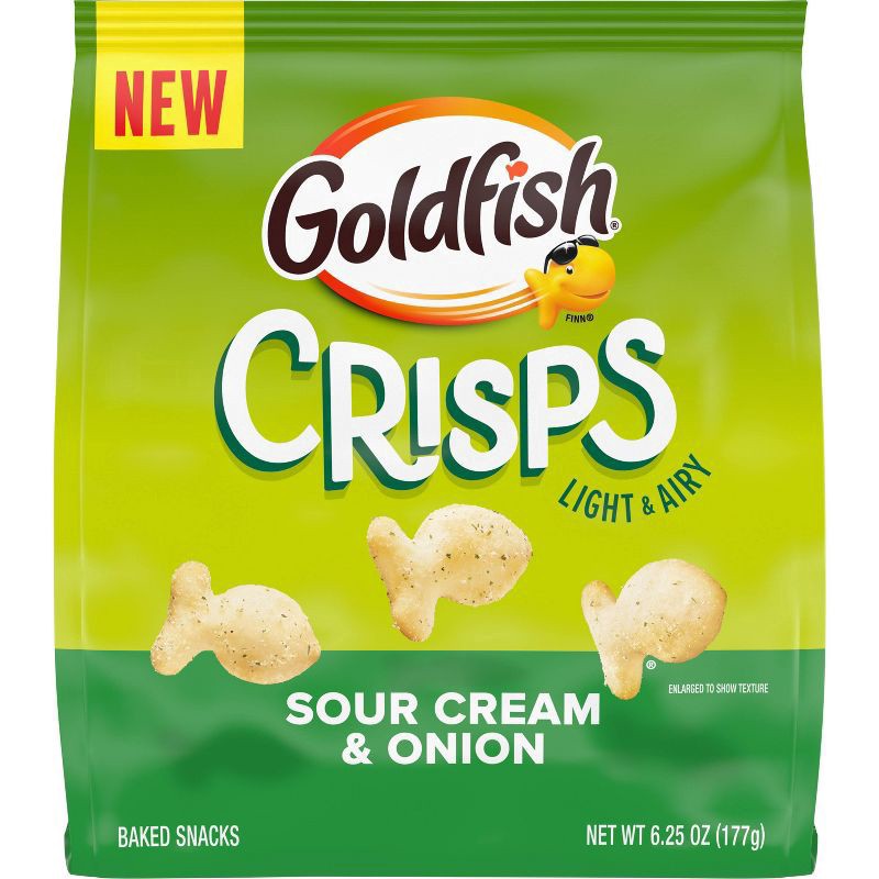 slide 1 of 10, Goldfish Crisps Sour Cream & Onion Baked Chip Crackers, 6.25 Oz Bag, 6.25 oz