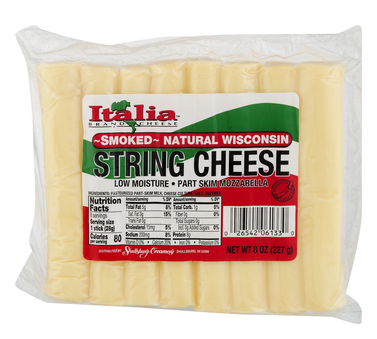 slide 1 of 1, Shullsburg Italia Smoked Natural Wisconsin String Cheese, 8 oz