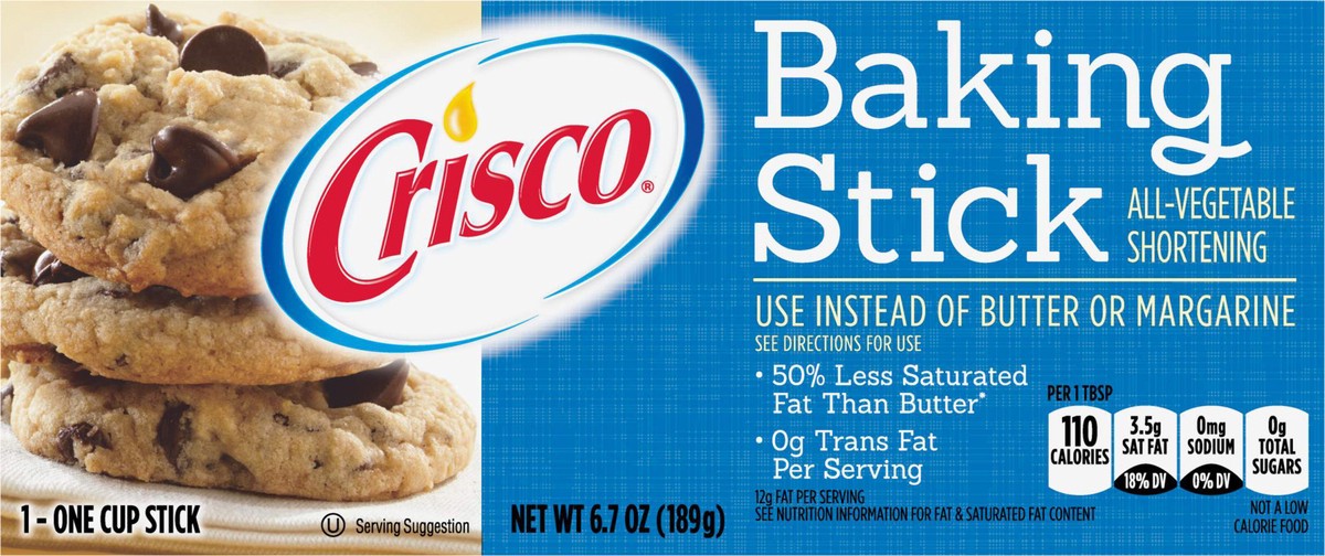 slide 5 of 12, Crisco All-Vegetable Shortening Stick 6.7 oz, 6.7 oz
