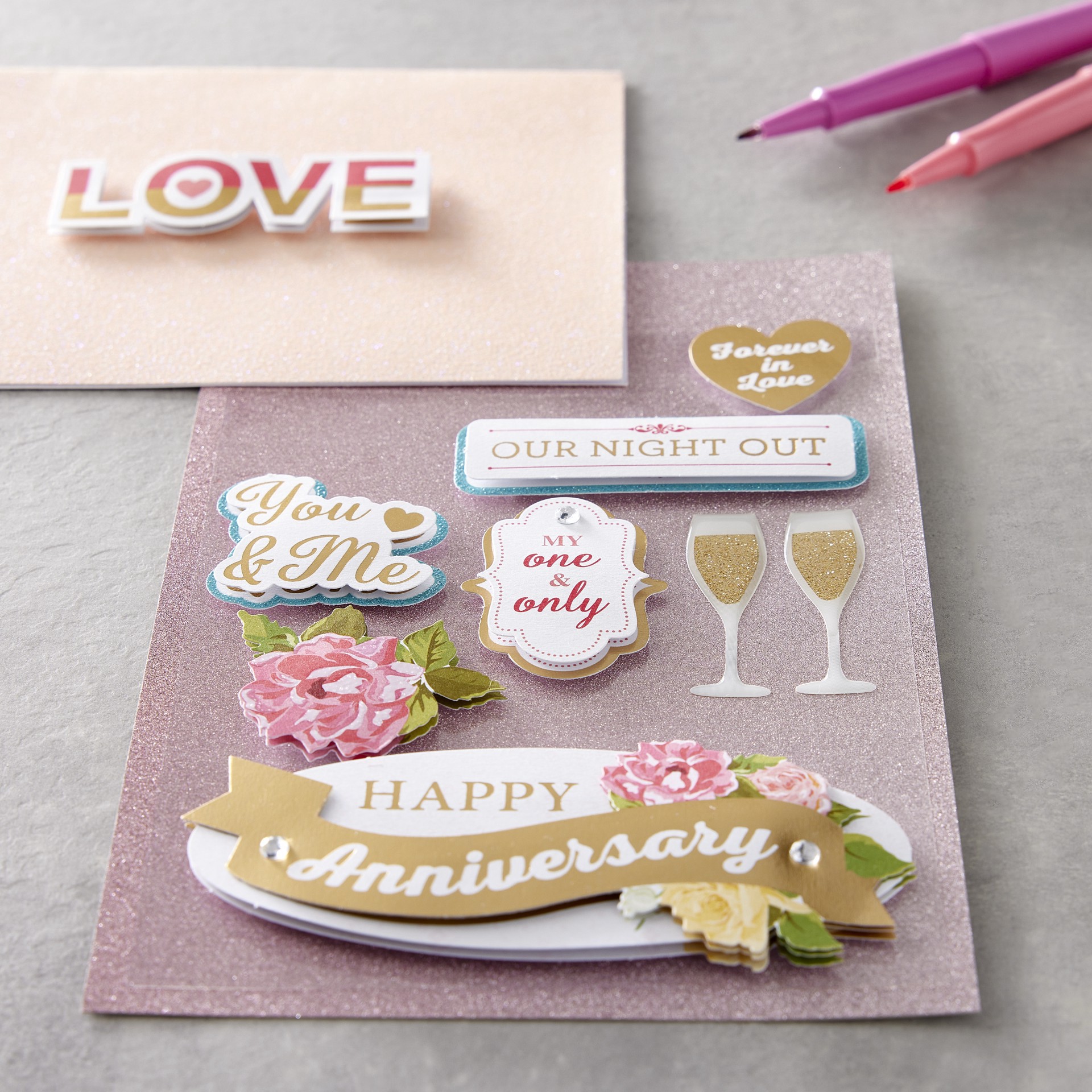 slide 3 of 4, Happy Anniversary 3d Stickers By Recollections, 6.25 in x 4.37 in